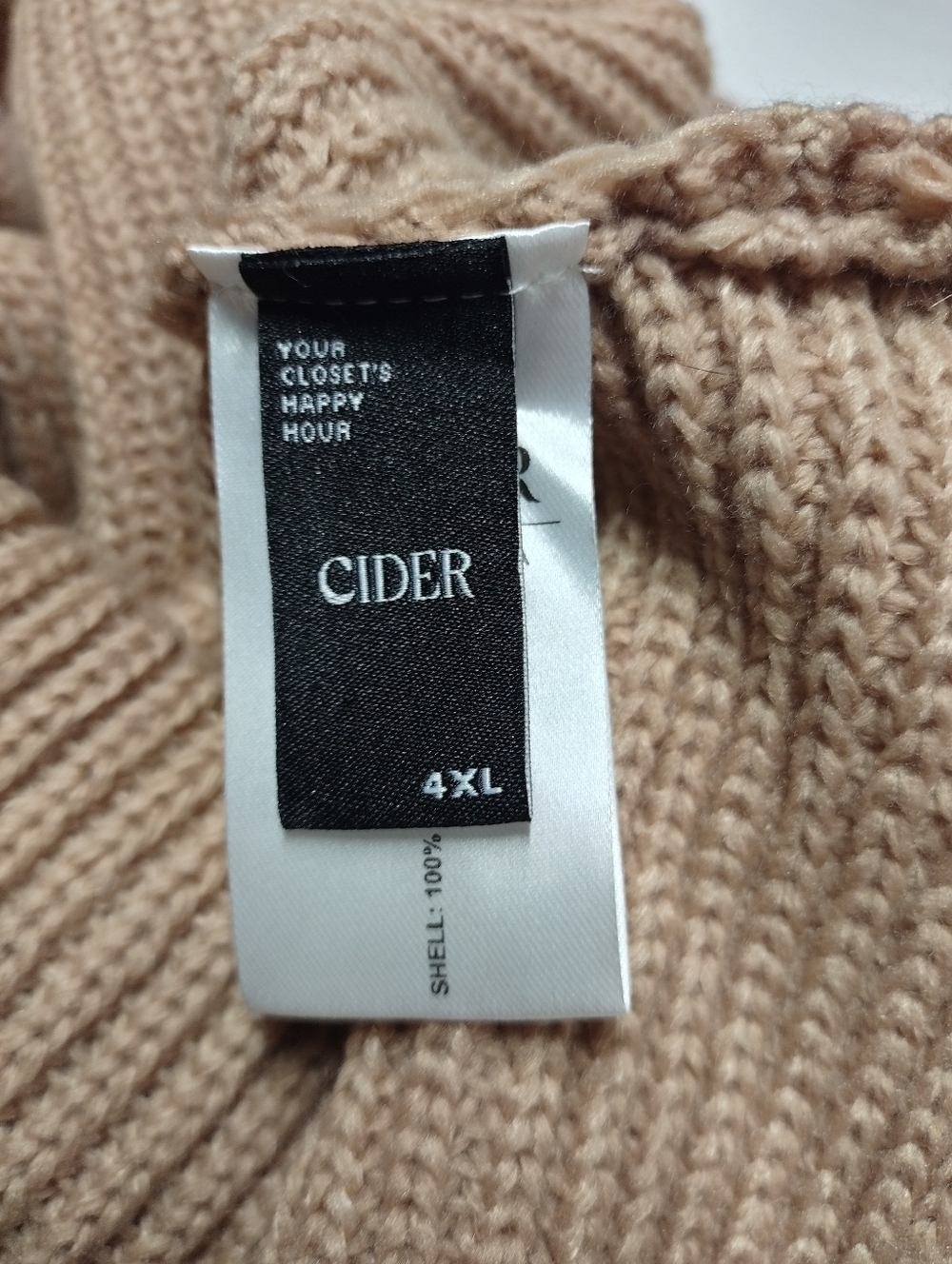 Cider Plus Size 4XL Solid High Neck Tulip Hem Knit Wrap Sweater Tan Camel NWOT - Picture 8 of 9